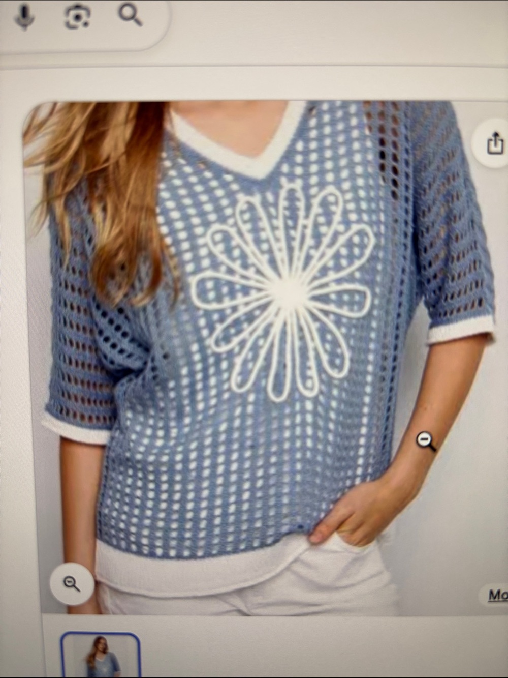 NWT Charlie B size XS Knit V Neck Fishnet Dolman Short Sleeve Sweater in Haze - Picture 8 of 9